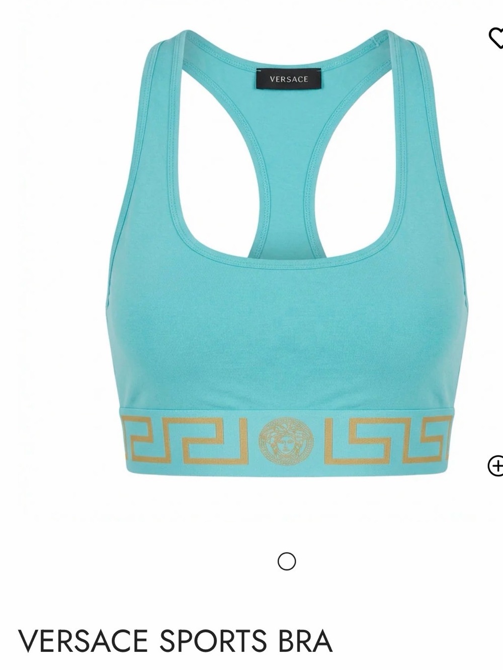 Versace Pale Blue Racerback Sports Bra with Gold Band